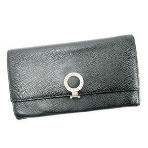 AUTH BVLGARI purse Wallet Leather  Black